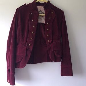Red Velvet Military Jacket